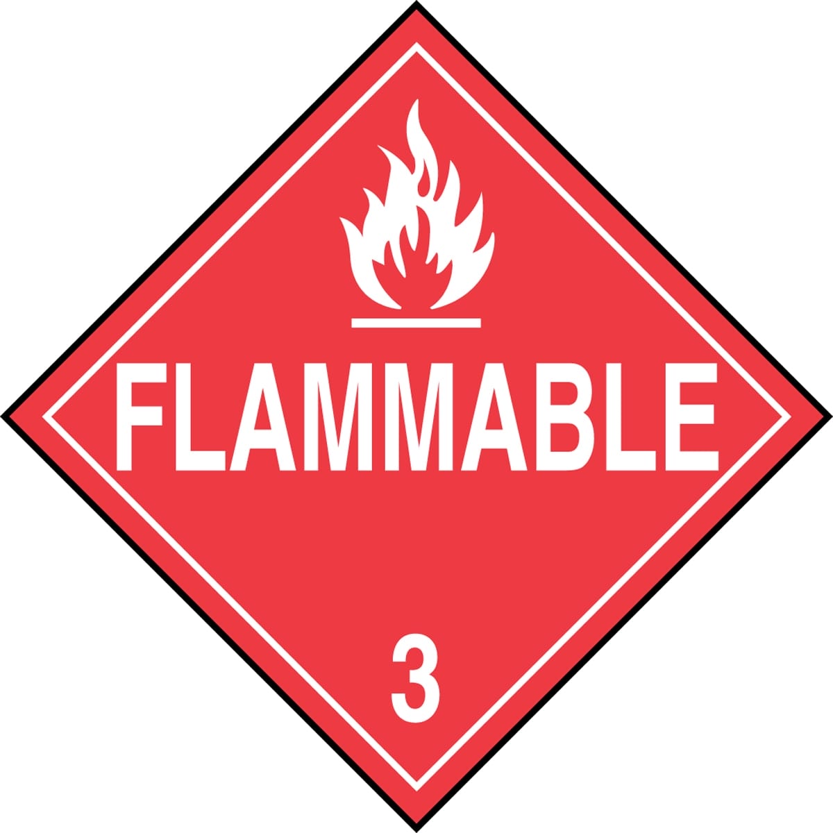 DOT Class 3 flammable liquid hazard placard, red with flame symbol