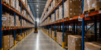 Warehouse pallet storage with inventory organized on industrial racking systems, supporting short-term and long-term storage, distribution, and freight staging operations.